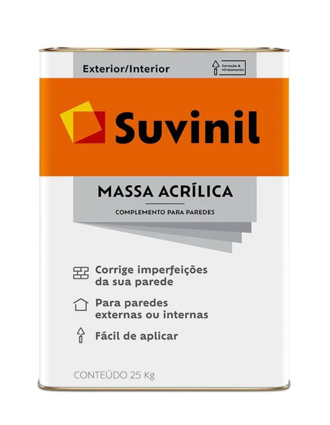 massa pva corrida interna, suvinil lata 25kg